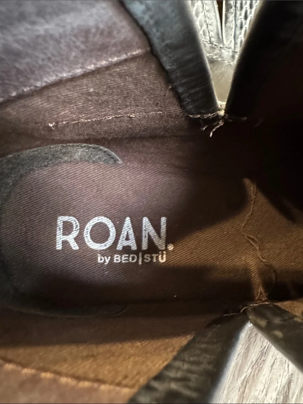 ROAN by BED|STU Black & Gray Leather Slip-On Ankle Booties with Textured Panels